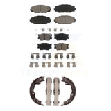 Front Rear Ceramic Brake Pads & Parking Shoes Kit For Toyota RAV4 Matrix Pontiac