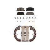 Front Rear Ceramic Brake Pads & Drum Shoes Kit For Toyota Corolla Geo Prizm Nova