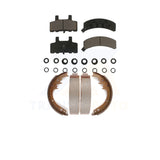 Front Rear Ceramic Brake Pads Drum Shoes Kit For Dodge Ram 1500 Cadillac DeVille