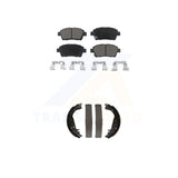 Front Rear Ceramic Brake Pads And Drum Shoes Kit For 2009 Toyota Prius