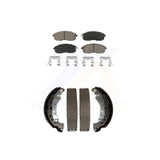 Front Rear Ceramic Brake Pads And Drum Shoes Kit For 2013-2019 Nissan Sentra