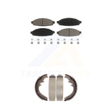 Front Rear Ceramic Brake Pads Drum Shoe Kit For 03-05 Lincoln Town Car Limousine