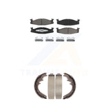 Front Rear Ceramic Brake Pads Drum Shoes Kit For Ford E-150 Econoline Club Wagon