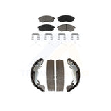 Front Rear Ceramic Brake Pads And Drum Shoes Kit For Hyundai Elantra Tiburon