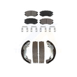 Front Rear Ceramic Brake Pads And Drum Shoes Kit For Hyundai Elantra