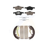 Front Rear Ceramic Brake Pads And Drum Shoes Kit For Ford Escape Mercury Mariner