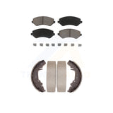 Front Rear Ceramic Brake Pads & Drum Shoe Kit For Dodge Grand Caravan Chrysler