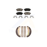 Front Rear Ceramic Brake Pads And Drum Shoes Kit For 2011-2014 Mazda 2