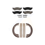 Front Ceramic Brake Pads Rear Parking Shoe Kit For Ford F-150 Expedition Lincoln