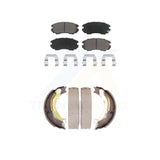 Front Ceramic Brake Pads & Rear Parking Shoe Kit For Kia Sportage Hyundai Tucson