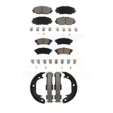 Front Rear Ceramic Brake Pads And Parking Shoes Kit For 2012-2017 Toyota Prius V