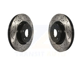 Front Coated Drilled Slotted Disc Brake Rotors Pair For Hyundai Genesis Coupe
