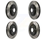 Front Rear Coated Drilled Slotted Disc Brake Rotors Kit For Ford Mustang