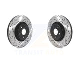 Front Coated Drilled Slotted Disc Brake Rotors Pair For Ford Focus Lincoln MKC