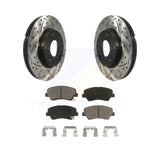 Front Drilled Slot Brake Rotors Ceramic Pad Kit For Hyundai Elantra Kia Forte GT