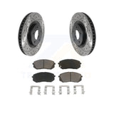 Front Drill Slot Disc Brake Rotors Ceramic Pad Kit For Hyundai Tucson Sonata Kia