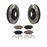 Front Drill Slot Disc Brake Rotors Ceramic Pad Kit For Hyundai Sonata Kia Optima