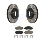 Front Drilled Slot Brake Rotors Ceramic Pad Kit For Honda Accord Civic Acura CSX