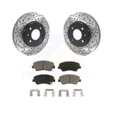 Front Drilled Slot Disc Brake Rotor & Ceramic Pad Kit For Hyundai Accent Kia Rio