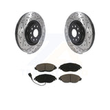 Front Drilled Slot Brake Rotor Ceramic Pad Kit For Volkswagen Tiguan Jetta GTI R