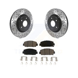 Front Coated Drilled Slotted Disc Brake Rotor And Ceramic Pad Kit For Honda CR-V