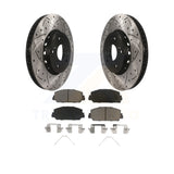 Front Coated Drilled Slotted Disc Brake Rotors Ceramic Pad Kit For Acura RDX ILX