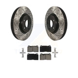 Front Coated Drilled Slotted Disc Brake Rotors And Ceramic Pads Kit For Audi Q5