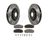 Front Coated Drilled Slotted Disc Brake Rotors Ceramic Pad Kit For Jeep Cherokee