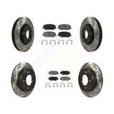 Front Rear Drill Slot Brake Rotor Ceramic Pad Kit For Hyundai Veloster Kia Forte