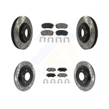 Front Rear Coated Drilled Slot Disc Brake Rotors Ceramic Pad Kit For Kia Soul EV