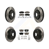 Front Rear Drill Slot Disc Brake Rotors Ceramic Pad Kit For Honda CR-V Acura RDX