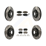 Front Rear Coated Drill Slot Disc Brake Rotor Ceramic Pad Kit For Volkswagen GTI