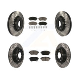 Front Rear Coated Drilled Slotted Disc Brake Rotor & Ceramic Pad Kit For Mazda 6