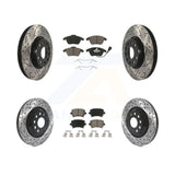 Front Rear Drill Slot Disc Brake Rotors Ceramic Pad Kit For Volkswagen Passat CC