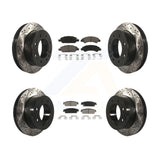 Front Rear Drilled Slot Brake Rotor Ceramic Pad Kit For Chevrolet Silverado 1500