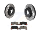 Front Drilled Slot Brake Rotors Ceramic Pad Kit For 2016-2017 Volkswagen Touareg