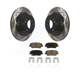 Rotor de frein à disque fendu percé à revêtement arrière et kit de plaquettes en céramique pour Kia Sorento 