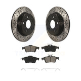 Rear Coated Drilled Slotted Disc Brake Rotors And Ceramic Pad Kit For Ford Focus