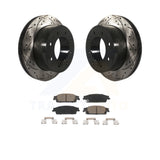 Rear Coated Drilled Slot Disc Brake Rotor Ceramic Pad Kit For Chevrolet Suburban