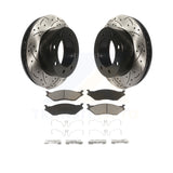 Front Coat Drill Slot Disc Brake Rotor Ceramic Pad Kit For Ford F-450 Super Duty