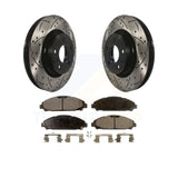 Front Coated Drilled Slotted Disc Brake Rotor & Ceramic Pad Kit For Ford Mustang