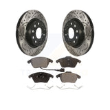 Front Drill Slot Brake Rotors Ceramic Pad Kit For Volkswagen GTI Audi A3 Quattro