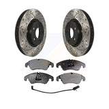 Front Drill Slot Brake Rotors Ceramic Pad Kit For Audi A4 Q5 A5 Quattro A7 A6 S5