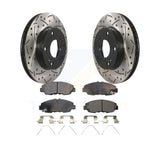 Front Coated Drilled Slotted Disc Brake Rotors & Ceramic Pad Kit For Honda Civic