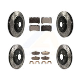Front Rear Coated Drilled Slot Disc Brake Rotor Ceramic Pad Kit For Ford Mustang