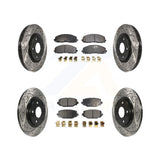 Front Rear Drill Slot Brake Rotor Ceramic Pad Kit For Dodge Grand Caravan Town &