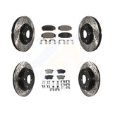 Front Rear Drill Slot Disc Brake Rotor Ceramic Pad Kit For Honda Civic Acura CSX