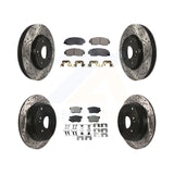 Front Rear Coated Drilled Slotted Disc Brake Rotor Ceramic Pad Kit For Acura RDX