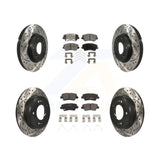 Front Rear Drilled Slot Brake Rotor Ceramic Pad Kit For Hyundai Veloster Elantra