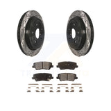 Rear Coated Drilled Slotted Disc Brake Rotors & Ceramic Pad Kit For Cadillac CTS
